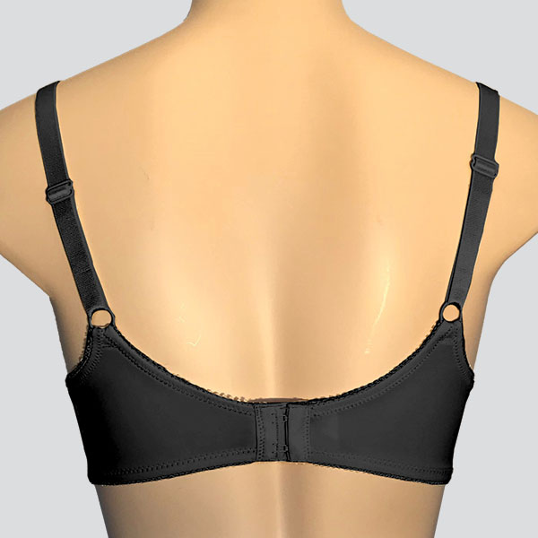 Back of the ABC Lace Front 101 soft padded wireless bra showing the narrower band and straps.